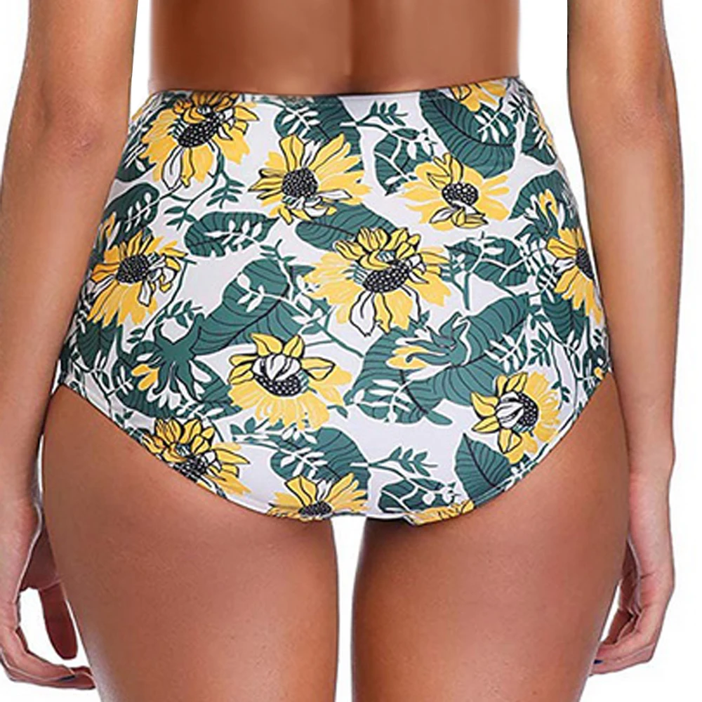 Solid High Waist Bikini Bottom Push Up Elastic Thong Shorts Women Swimming Trunks Beach Hip Swimsuit Bathing Plus Size