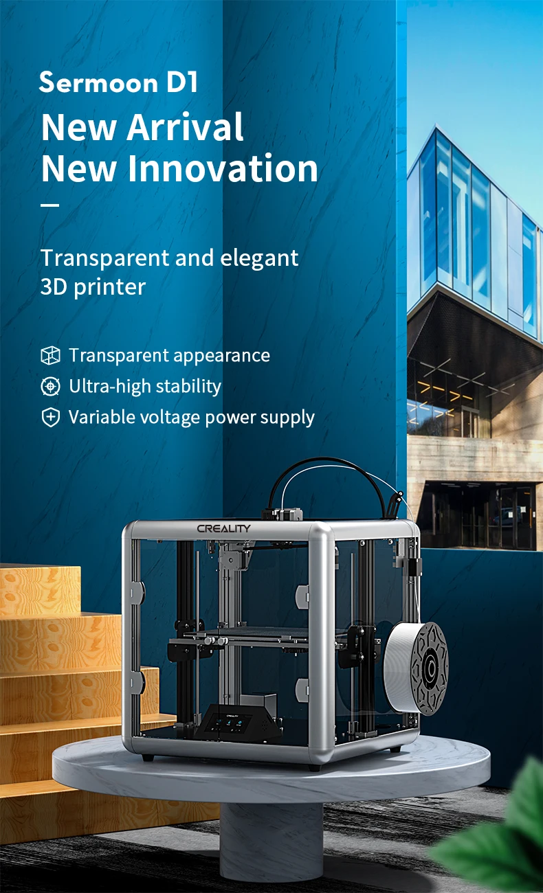 Newest CREALITY 3D Sermoon D1 Semi Enclosed 3D Printer Machine Printing Dual Z Axis With 4.3 Inch Color Touch Screen