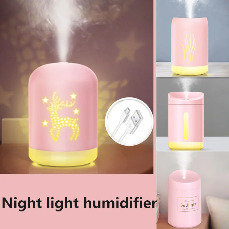 

Air Humidifier Mini Water Filler LED Night Lamp USB Noise-Free Personal-Purifider Desktop Humidifier for Travel Office Bedroom