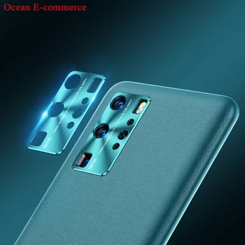 

Embedded Aluminum Metal Camera Lens Cover For Huawei P40 Pro Case Luxury Slim Leather & TPU Full Protection Case For Huawei P40