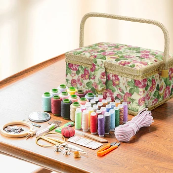 

Fashion Knitting Needles Thread Basket Tote Household Fabric Sewing Storage Box Organizer DIY Craft Sewing Tools Accessories
