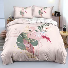 

High Quality Pink Flamingo Comforter Cover Set Cute Flower Pattern Bed Linen With Pillowcases Twin Full Queen King Size For Girl