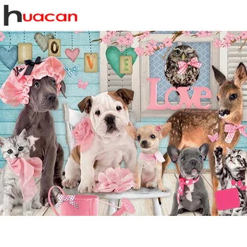 

Huacan Diy Diamond Painting Dog Diamond Art Full Drill Mosaic Animal Gifts For Women Handmade Gift