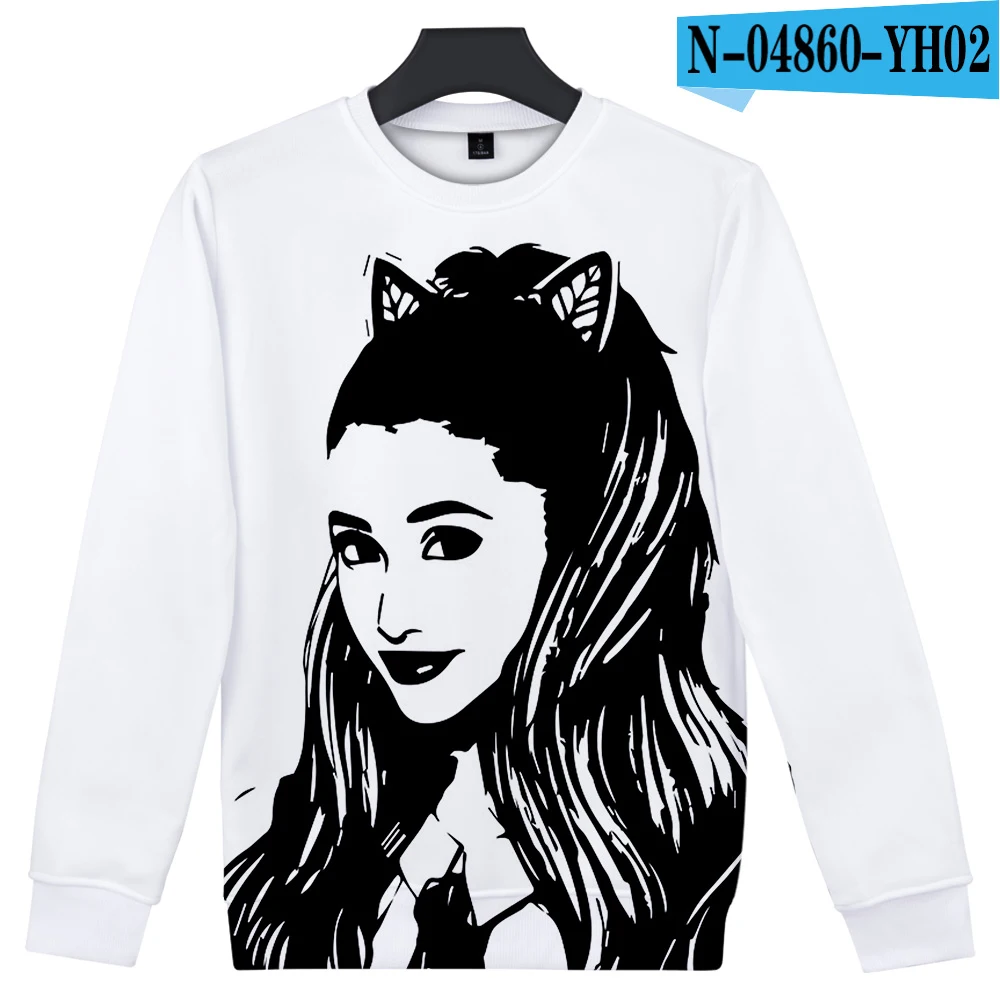Ariana Grande уличная Толстовка для женщин с круглым вырезом и длинными рукавами из хлопка Harajuku Толстовка Весенняя Толстовка для женщин - Цвет: Розовый