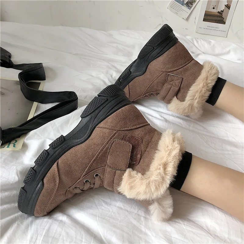 LMCAVASUN snow boots Female Autumn winter new fashion Korean Plus velvet Keep warm Comfortable Short boots Cotton shoes