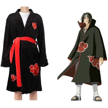 

Anime NARUTO Akatsuki Uchiha Itachi Costumes Halloween Unisex European high quality Akatsuki bathrobe NARUTO night-robe Cosplay