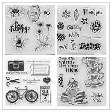 Flor de chá wyse ser feliz claro selos amor transparente silicone selo para fazer cartão diy scrapbooking dandelion miúdo selos(China)