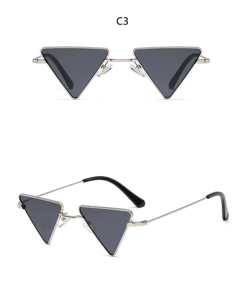 Новые металлические кошачьи оправа для глаз черные треугольные солнечные очки Модные женские мужские Роскошные Дизайнерские сумасшедшие солнцезащитные очки в стиле стимпанк
