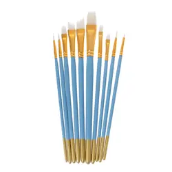 10 шт. голубая масляная гуашь, акварель для росписи ногтей ручка белые нейлоновые щетки для волос