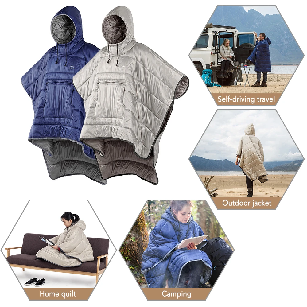 

Camping Sleeping Bag Water-resistant Winter Camping Cloak Honcho Poncho Lazy Quilt Lounge Blanket Warm Jacket For Men Women