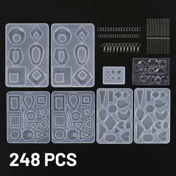 

248PCS DIY Jewelry Resin Casting Clay Molds Making Craft Kit Crystal Epoxy Set Handmade Pendant Mould Jewelry DIY Art Craft Tool