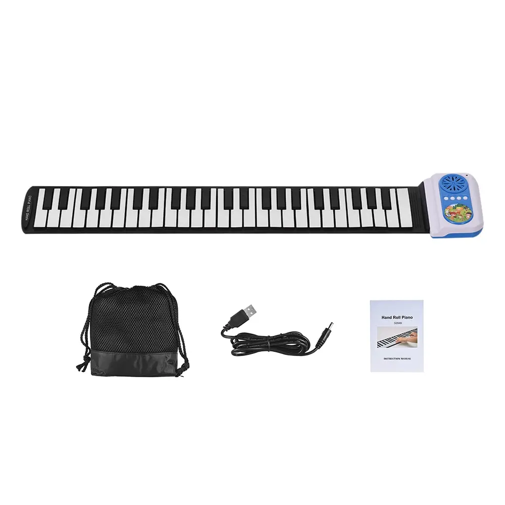  49 Keys Roll Up Piano Silicon Electronic MIDI Keyboard with Built-in Speaker Teaching Function for  - 4000091284388