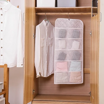 

15 Pockets Underwear Organizer Mesh Hanging Storage Bag Bra Sock Wardrobe Hanger Double-sided Wardrobe