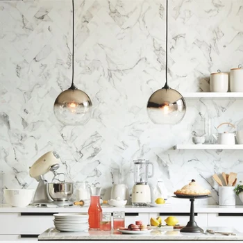 

New Hot Nordic Glass Ball Pendant Light Gradient Color Hanging Lamp Living Room Bedroom Bedside Bar