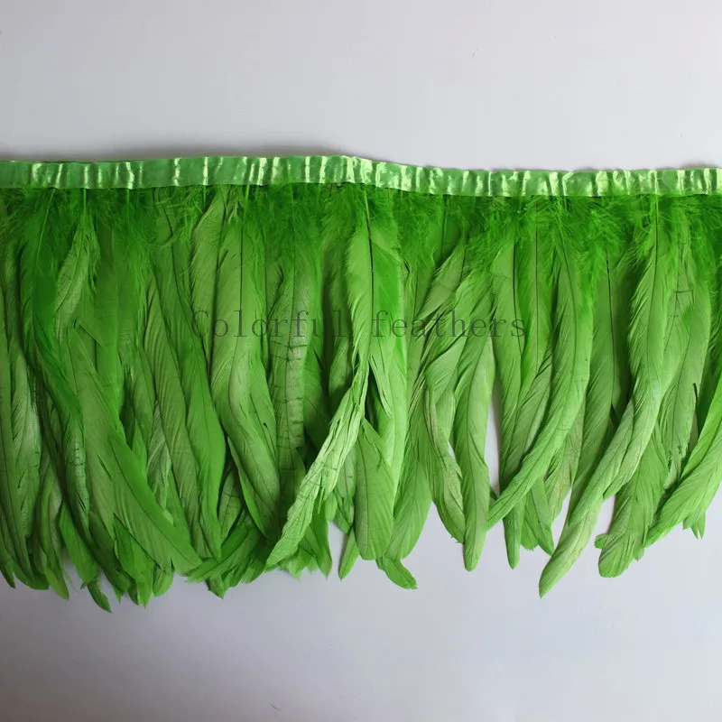 apple green 1 ярд петух перо отделка 25-30 см Coque перо нанизанная курица отделка из перьев платье/юбка/костюм карнавальный Декор - Цвет: apple green