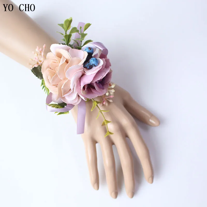 Йо Чо искусственный цветок для свадьбы жениха бутоньерка Buttonhole белый синий шелк цветы браслет из цветов подружки невесты Свадьба булавка