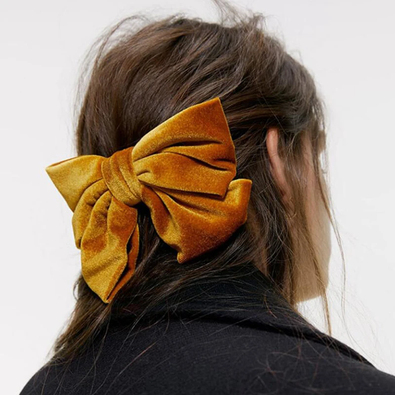 

2020 Autumn And Winter Velvet Barrettes 2 Layer Big Bow Pearl Hair Clip Korean Ponytail Clip Hairgrip For Women Hair Accessories