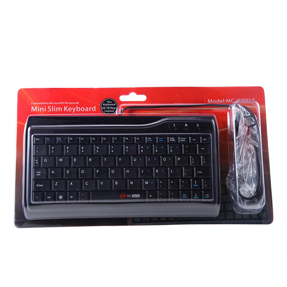 MC-Siate Ultra Slim 78 Key Wired USB Mini PC Keyboard for PC Apple Mac Laptop Desktop Office Entertainment Laptop Silent Keys-0