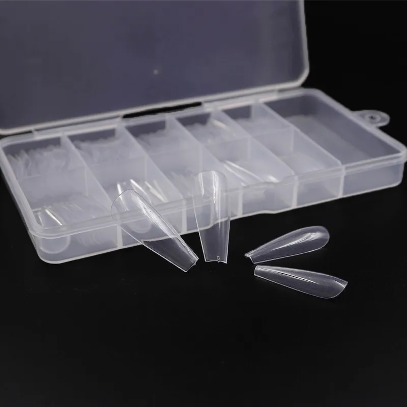 clear 100Pcs Artificial False Nails Ballerina Clear/Natural/white Long Coffin Nails Tips Fake Nails Full Cover Detachable Nails Art - Цвет: clear