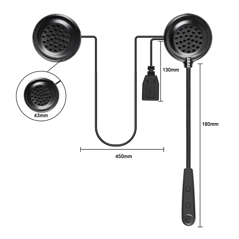 Bluetooth-гарнитура Interfone 15M MVO Chip 270mAh 12Hrs Talk Microfoon Luidspreker MP3 Motorfiets