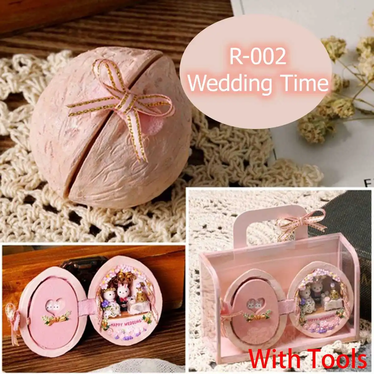 Wedding time tools DIY миниатюрная мебель для кукольного дома деревянный Мини aturas Кукольный дом коробка театральные игрушки для детей подарки на день рождения семена мира 5x8 см - Цвет: Wedding time tools