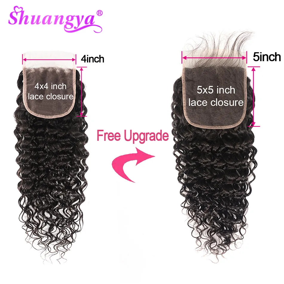 Water Wave Bundles With 5x5 closure Remy Human Hair 5x5 closure with bundles Indian Hair Bundles With Closure Shuangya Hair