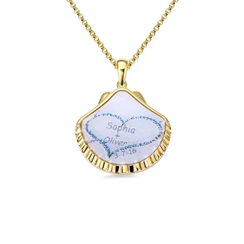 

AILIN Custom Name on Beach Necklace Personalized Necklace Sand Sea Beach Shell Pendant Necklace for Women