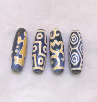 

1PCS 1LOT Blue Dzi Bead Fine Jewelry Natural Agate Amulet 12mm*40mm Tibetan Dzi Beads Loosing Beads for Jewelry Making