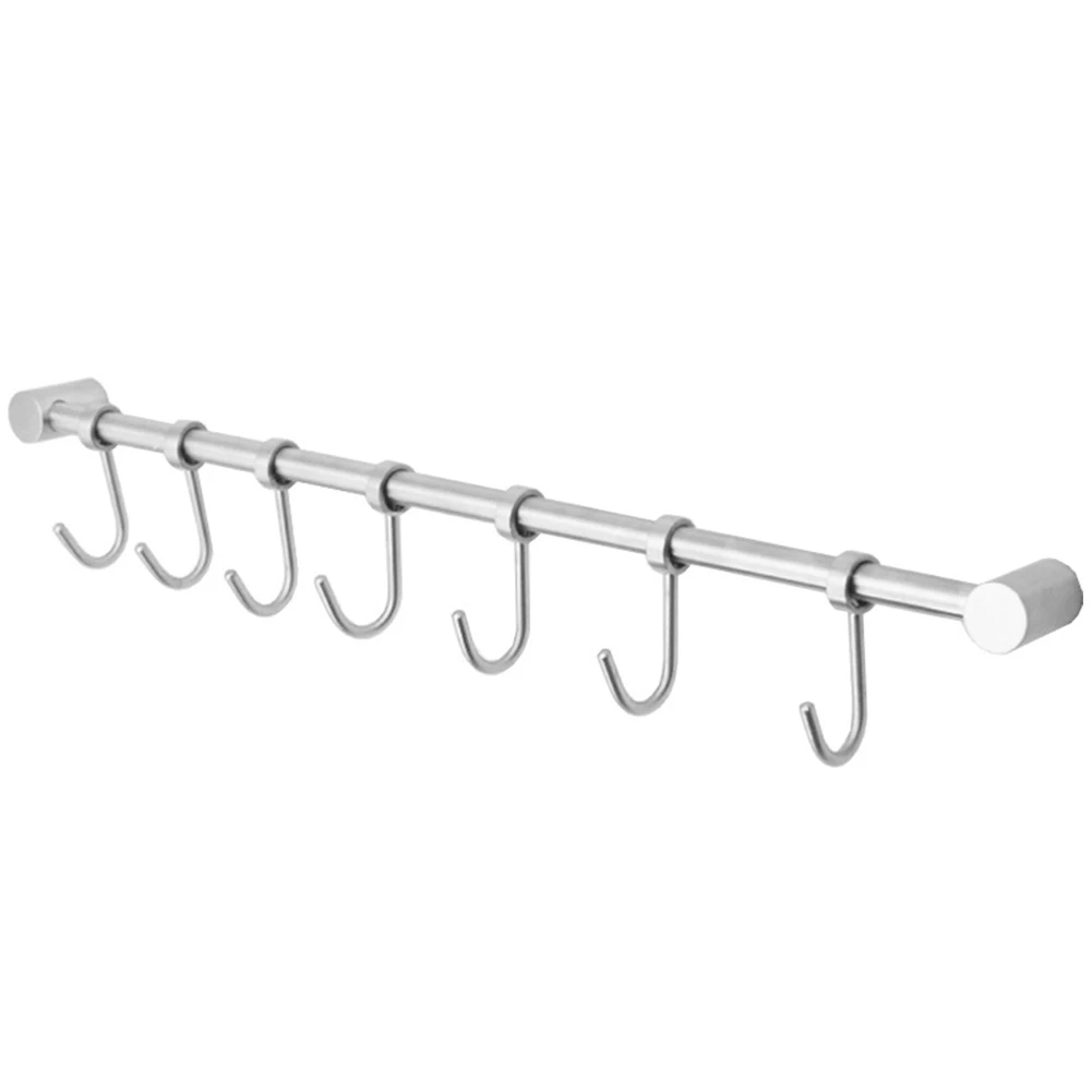 Держатель Rustproof Rack Hat из нержавеющей стали Органайзер для ванной склад-хралилище подставленное к стене с 7 крючками вешалка для одежды
