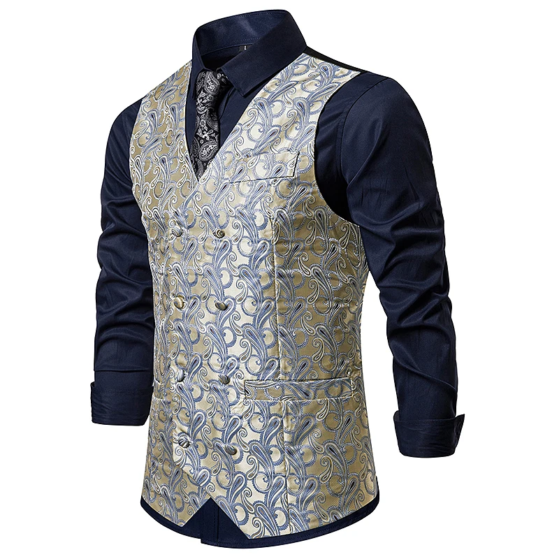 New arrive Fashion men suit vest business casual style Double-breasted design vest Cashew flowers pattern sleeveless garmen New arrive Fashion men suit vest business casual style Double-breasted design vest Cashew flowers pattern sleeveless garmen