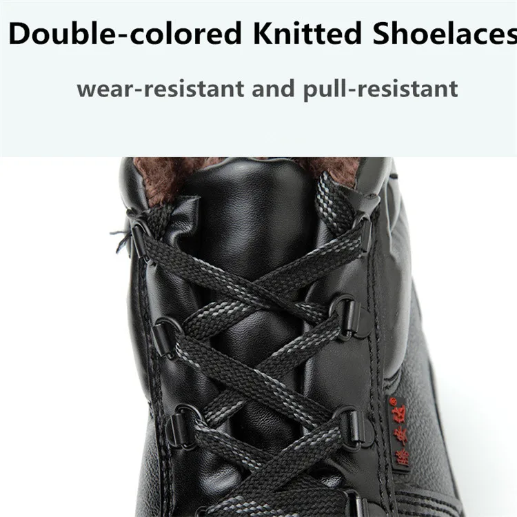 Зимняя модная рабочая обувь из искусственной воловьей кожи; уличная Защитная противоскользящая Водонепроницаемая теплая обувь для мужчин