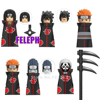 

Single Naruto Akatsuki Figure Hchiha Sasuke Itachi Yahiko Hidan Hoshigaki Kisame Building Blocks Model Bricks Toy