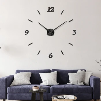 

48" Large Wall Clock Quartz 3D DIY Big Decorative Kitchen Clocks Acrylic Mirror Stickers Oversize Wall Clock Home Letter Decor