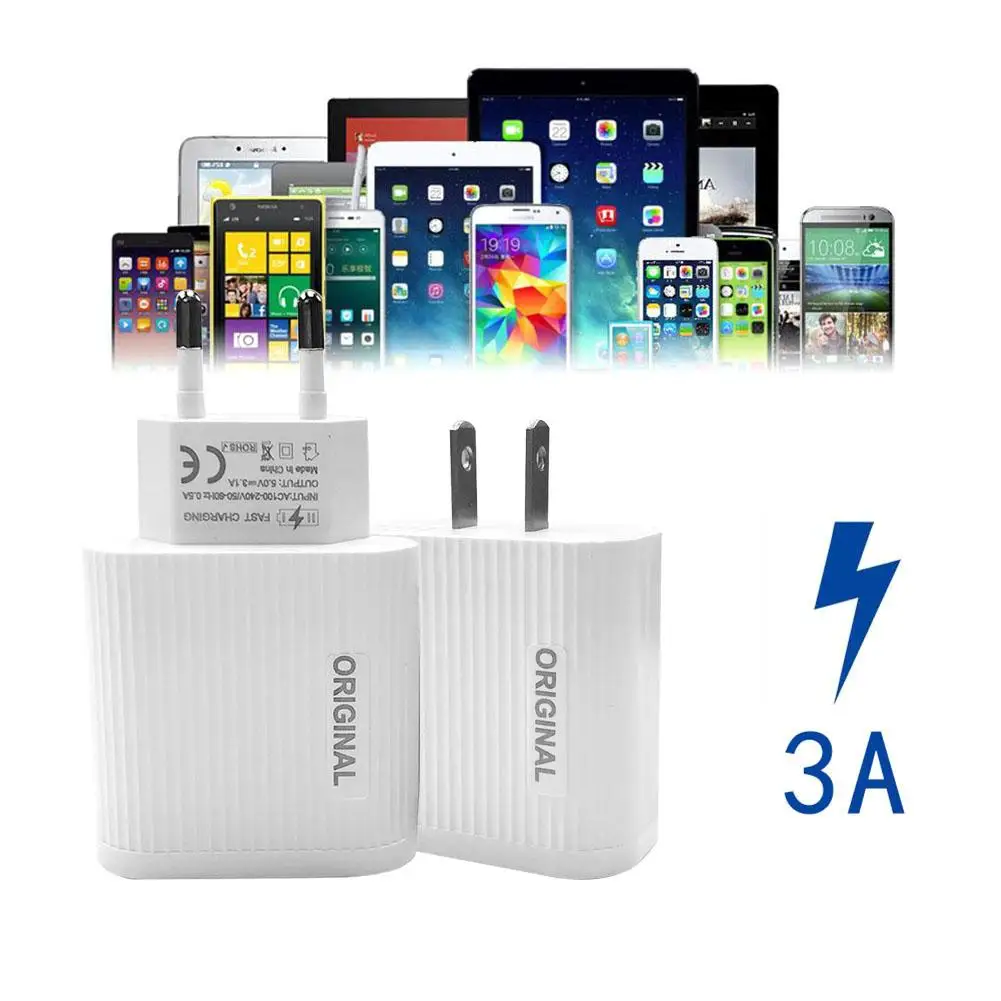 

LED Display 5V 3A 3 Port USB Fast Charger Mobile Phone Home Travel Fast Charger Fast Charging Wall Charger EU/US Plug