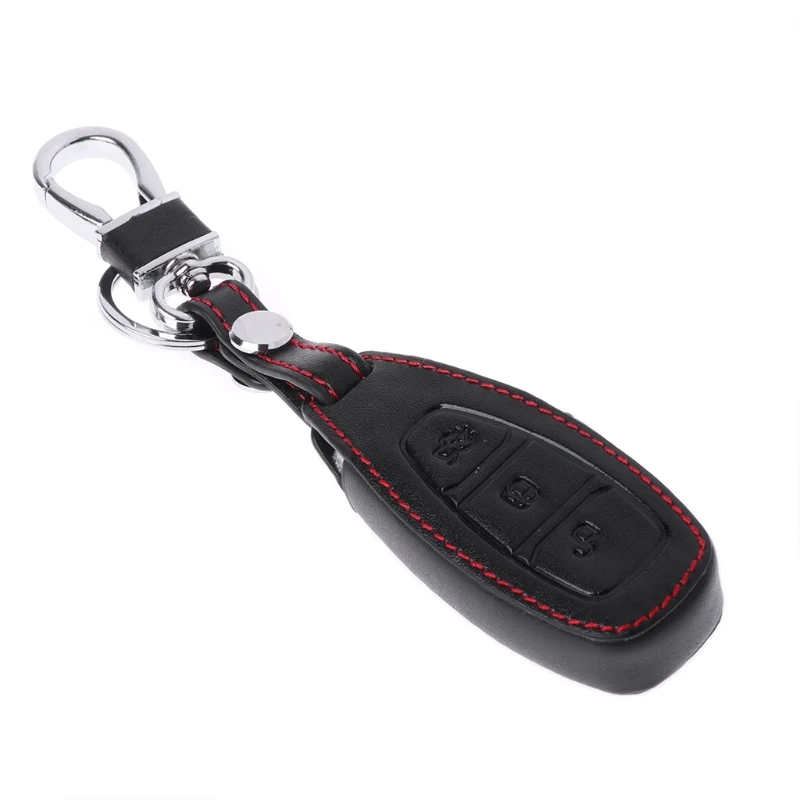 3 кнопки Кожаный Автомобильный Брелок чехол для Fiesta Fusion Mondeo Ecosport, Kuga Edge из натуральной кожи сплав цинка 77x36 мм/3,03x1,42"