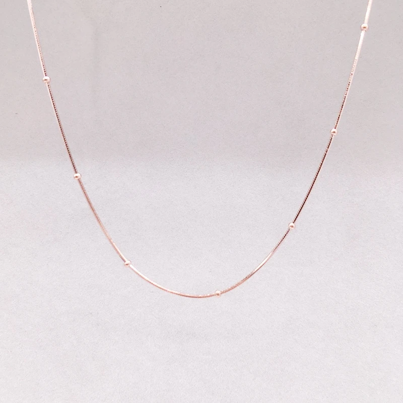 35-80cm Thin 925 Sterling Silver Rose Gold Color Snake Beads Chain Necklaces For Women Girls Kids Jewelry Kolye Collares Collier - Image 5