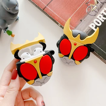 

3D Japanese Masked / Kamen Rider Headphone Case For Airpods 1 2 Bluetooth Headset Silicone Protective Earphone Cover with Hook