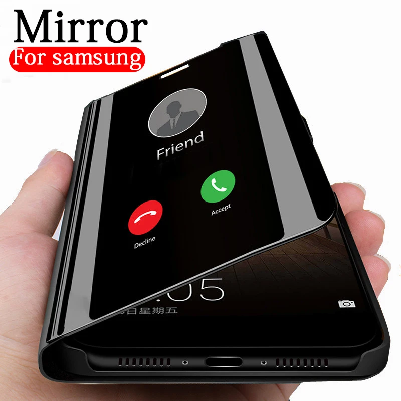

Mirror Leather Flip Case For samsung galaxy s9 s8 plus s10 5G s10E Phone case on sumsung galax note 10 pro 10+ s 9 8 funda coque