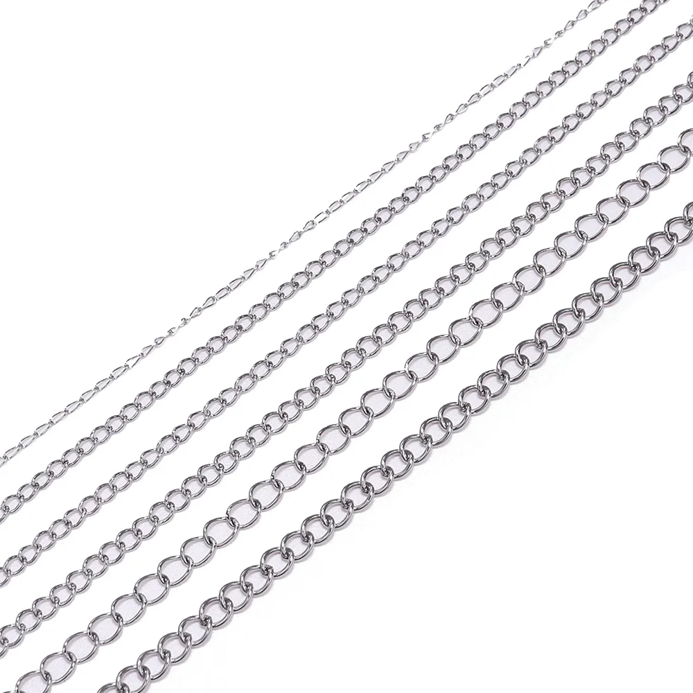 

5M/Lot Stainless Steel Necklaces Chains 1.2 2.2 2.4 3.0 4.0mm Bulk Jewellery Chain For DIY Jewelry Making Findings Accessories
