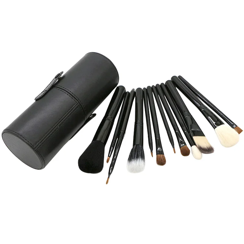 

12pcs Makeup Brushes Set Foundation Eyeliner Make up Brushes Wooden Handle Professional Wool Brush Beauty Tools With PU Bucket