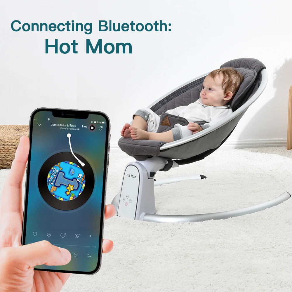 Hot Mom NUEVA Sillas Mecedoras bebé,Hamaca Eléctrica Con Bluetooth,Ajuste  del ángulo del asiento columpio bebe - AliExpress