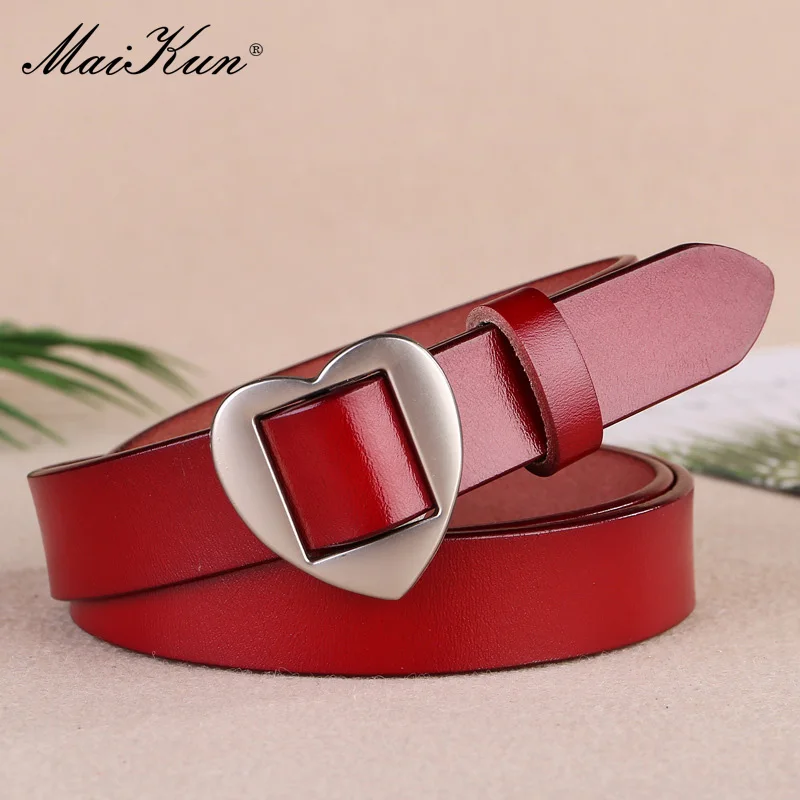 Maikun Fashion Genuine Leather Ladies Belt Cute Girl Simple All-Match Cowhide Nonporous Waistband