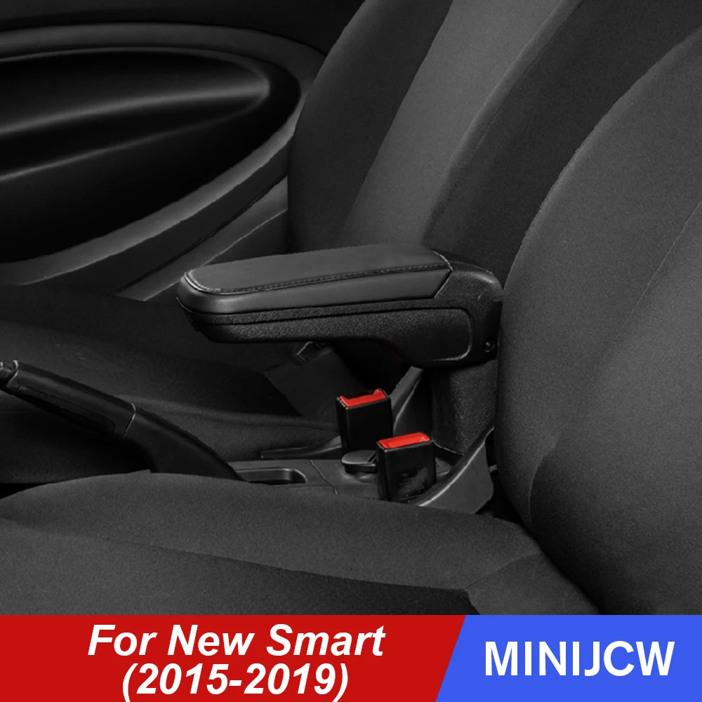 

Car Leather Storage Armrest Box Container Cup Holder For New Smart 453 fortwo forfour 2015 2019 Car Accessories