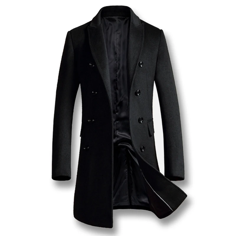 Новое длинное хорошее качество Мужское шерстяное пальто