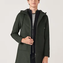 SEMIR Мужское пальто новая зимняя Корейская черная Повседневная куртка с капюшоном Длинная молодежная ветровка трендовая Деловая одежда