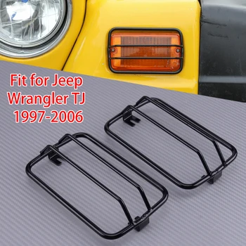 

2pcs Front Bumper Side Marker Wheel Eyebrow Turn Signal Light Cover Guard Fit for Jeep Wrangler TJ 1997 1998 1999 2000-2005 2006