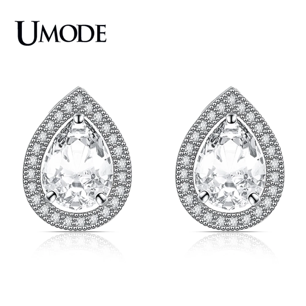 Женские серьги-гвоздики с фианитами UMODE новые модные серьги из прозрачного