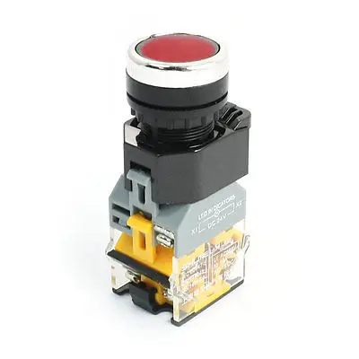 

DC 24V Red Light 6 Pin 1NO 1NC Momentary Power Push Button Switch