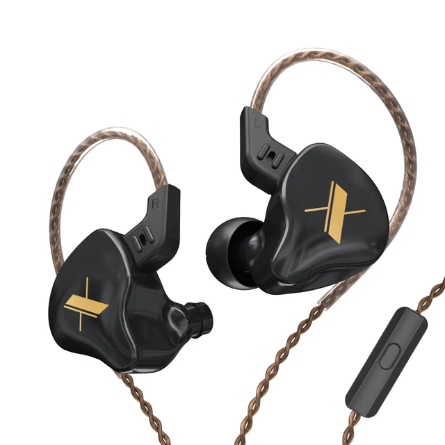 KZ EDX Earphones 1 Dynamic HIFI Bass Earbuds In Ear Monitor Headphones Sport Noise Cancelling Headset EDX Black Mic