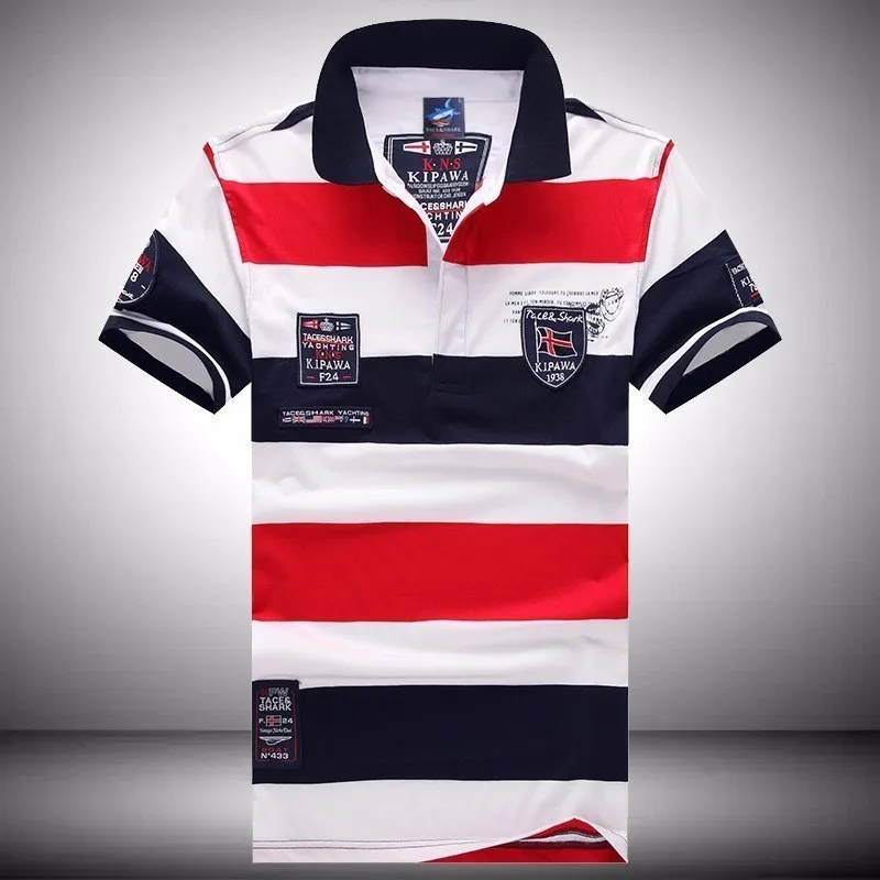 Мужские летние брендовые короткие поло Eden Shark от известного бренда Camisa Masculina мужские повседневные спортивные дышащие полосатые рубашки поло